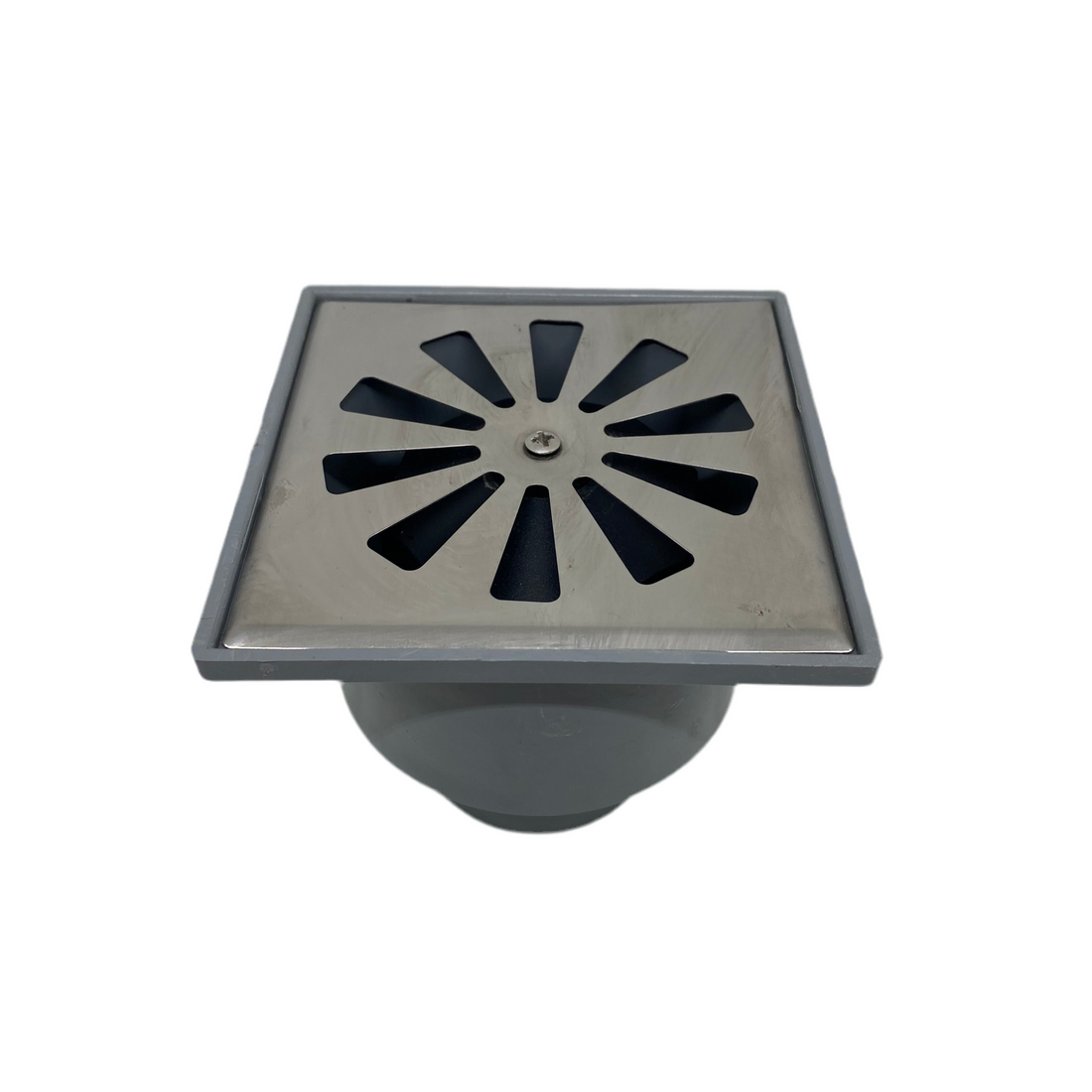 Sumidero Sifónico PVC - Rejilla acero Inoxidable 10x10 cm | Salida Vertical Ø 50 mm | Ideal para Baños, Cocinas y Terrazas