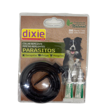 Collar repelente Parásitos + 2 Pipetas repelentes / NEGRO
