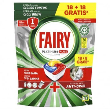 Fairy Pastillas Lavavajillas Platinum Plus -Todo en uno- 18+18 Dosis