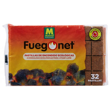 Pastillas de Fuego Ecológicas (32 Unidades) | Encendido Rápido y Limpio | Ideal para Barbacoas y Chimeneas