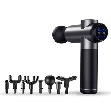 Pistola de Masaje Digital 18W - 99 Velocidades y 8 Cabezales para Alivio Muscular.