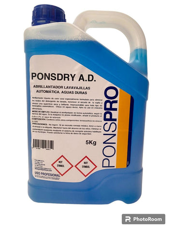 Abrillantador Ponsdry lavavajillas máquinas Profesionales. 5kg.