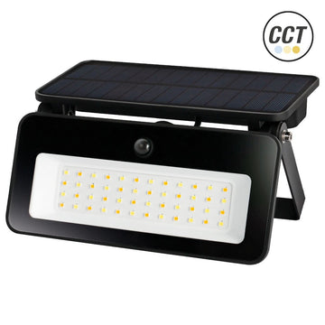 Proyector LED Solar 20W CCT IP65 con Sensor de Movimiento – 1200 Lúmenes, Negro