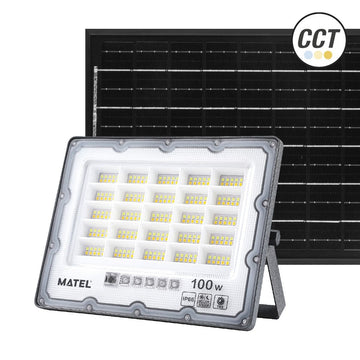 Proyector LED Solar 100W CCT IP65 – Batería 6000mAh, Mando a Distancia, Gran Potencia