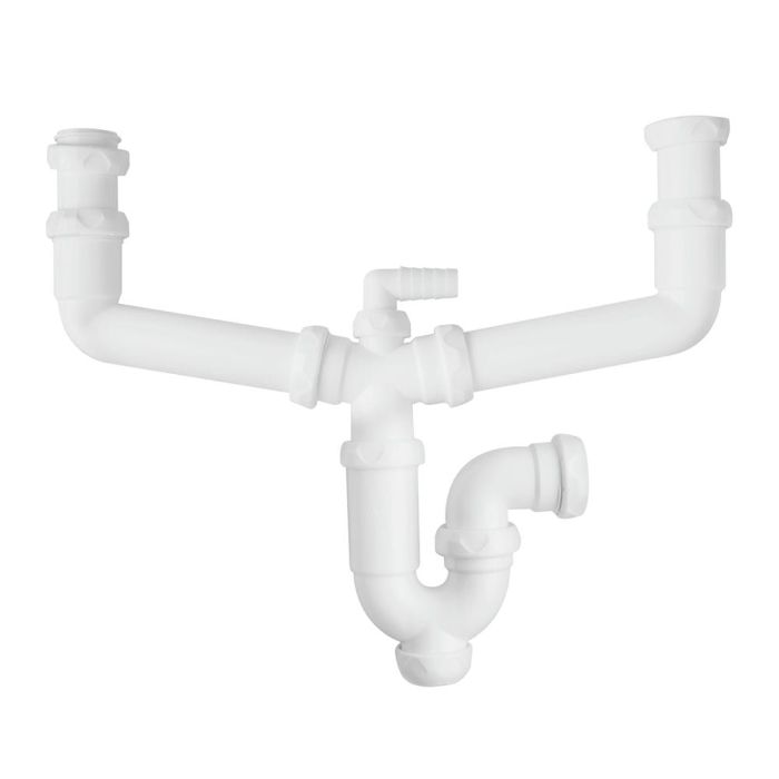 Sifón Desagüe Fregadero de dos senos 1 1/2" / Tubo de 40mm.