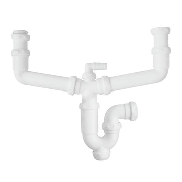 Sifón Desagüe Fregadero de dos senos 1 1/2" / Tubo de 40mm.