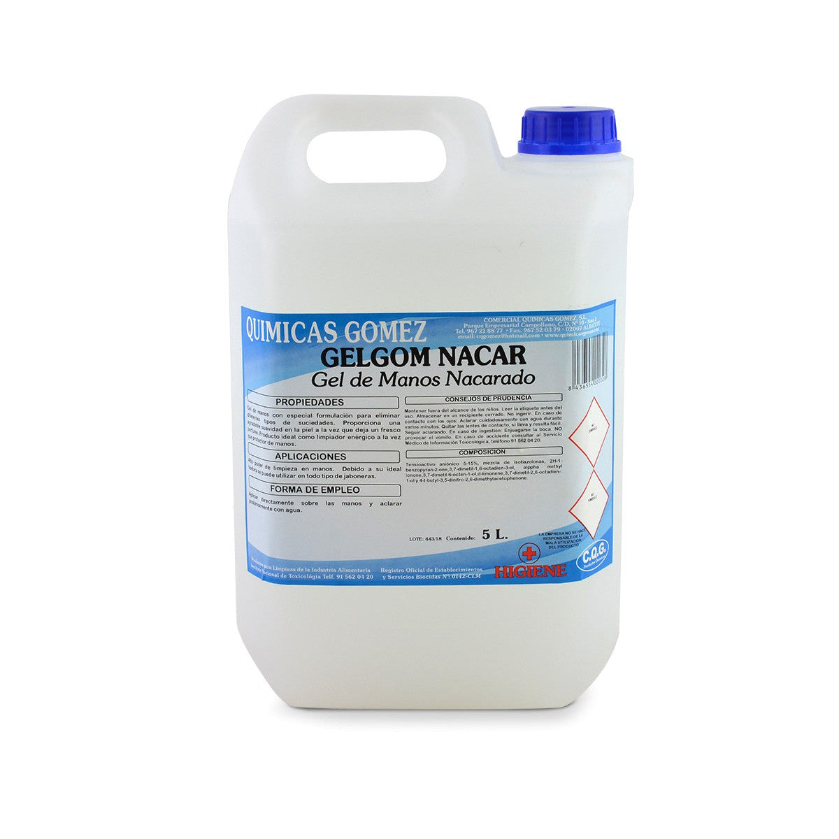 Gel de manos Nacarado - PH. Neutro -  5 Ltrs.