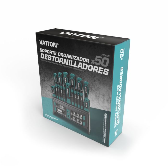 Juego Destornilladores Vatton 50 PIEZAS + Soporte Organizador